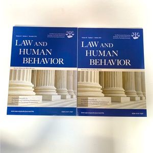 Lot of 2 Issues Law and Human Behavior Journal 2016 American Psychological APA